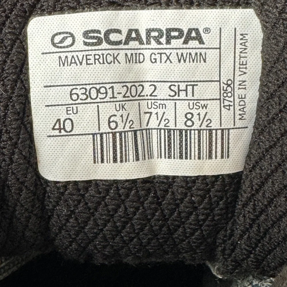 Scarpa Maverick MidGTX Hiking Boots Mens 7.5 Gore-Tex Waterproof Storm Grey Aqua